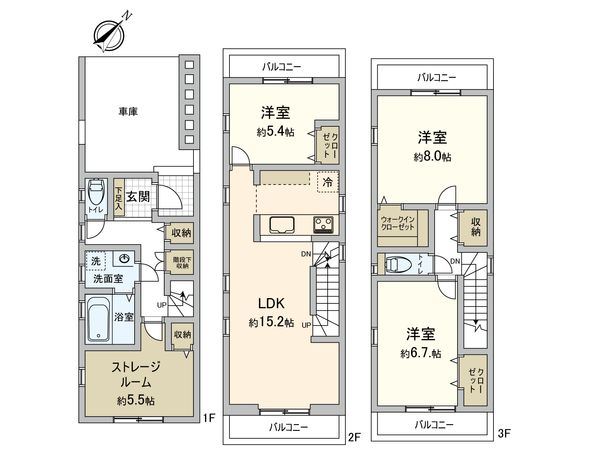 幸区戸手4丁目(新築戸建5号棟) 間取図(平面図) 幸区戸手4丁目(新築戸建5号棟) 間取図(平面図)