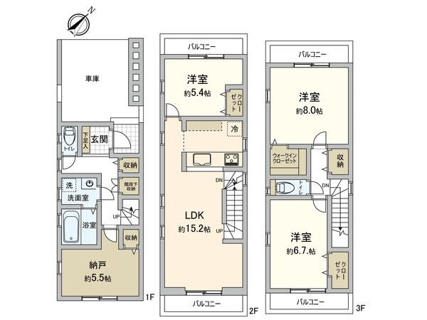 幸区戸手4丁目(新築戸建5号棟) 間取図(平面図) 幸区戸手4丁目(新築戸建5号棟) 間取図(平面図)
