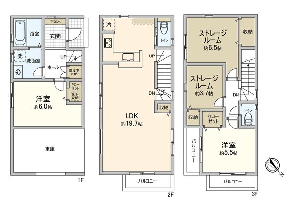 幸区戸手4丁目(新築戸建6号棟) 間取図(平面図) 幸区戸手4丁目(新築戸建6号棟) 間取図(平面図)