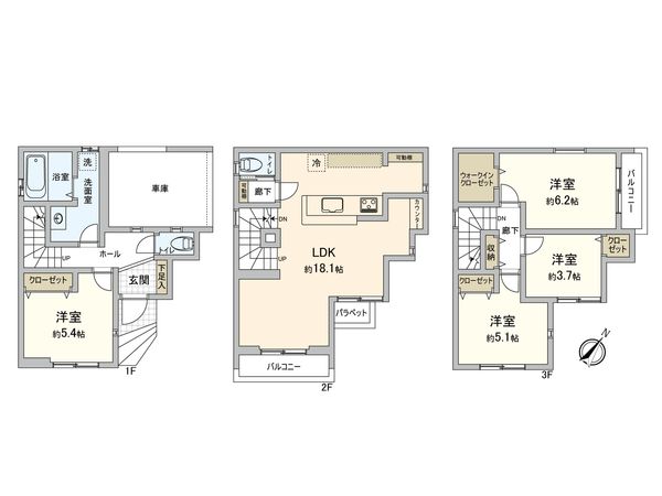 幸区戸手4丁目(新築戸建7号棟) 間取図(平面図) 幸区戸手4丁目(新築戸建7号棟) 間取図(平面図)
