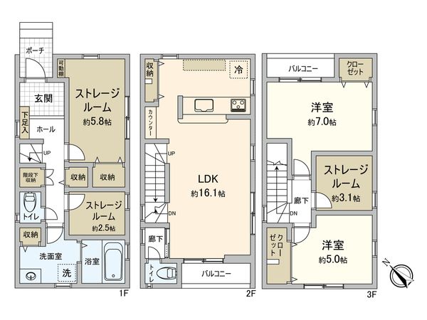 幸区戸手4丁目(新築戸建8号棟) 間取図(平面図) 幸区戸手4丁目(新築戸建8号棟) 間取図(平面図)