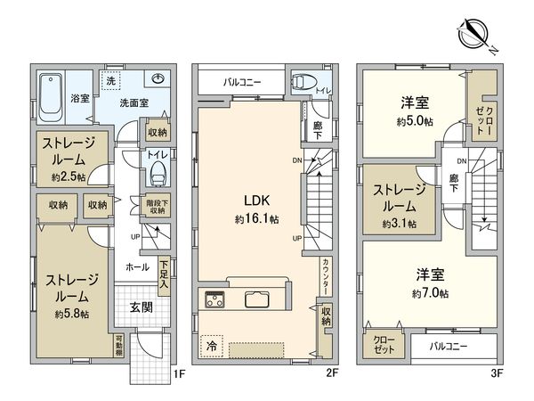 幸区戸手4丁目(新築戸建8号棟) 間取図(平面図) 幸区戸手4丁目(新築戸建8号棟) 間取図(平面図)
