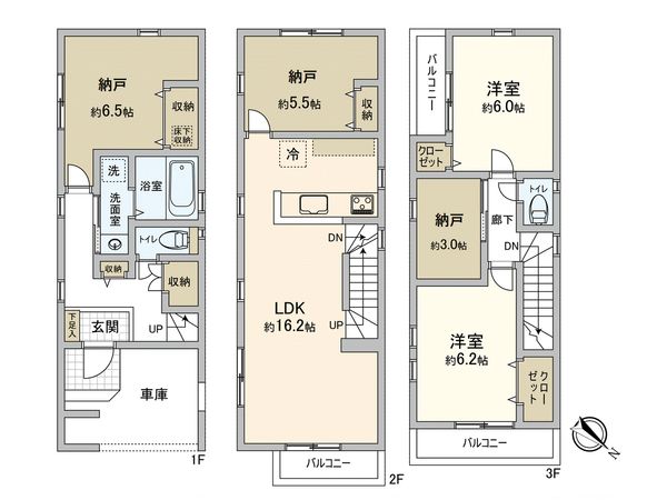 幸区戸手4丁目(新築戸建9号棟) 間取図(平面図) 幸区戸手4丁目(新築戸建9号棟) 間取図(平面図)