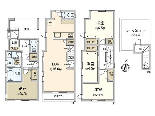 川崎区中瀬2丁目(新築戸建6号棟) 間取図(平面図) 川崎区中瀬2丁目(新築戸建6号棟) 間取図(平面図)