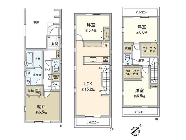 幸区戸手4丁目(新築戸建3号棟) 間取図(平面図) 幸区戸手4丁目(新築戸建3号棟) 間取図(平面図)