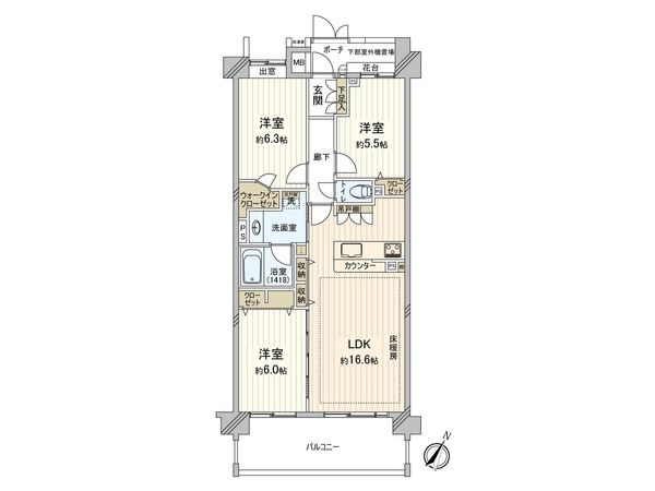 コスモステージ武蔵新城 間取図(平面図) コスモステージ武蔵新城 間取図(平面図)