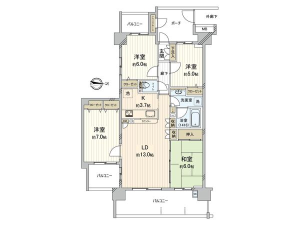オーベルグランディオ川崎 間取図(平面図) オーベルグランディオ川崎 間取図(平面図)