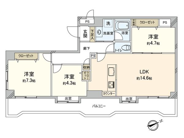 コスモアベニュー川崎 間取図(平面図)