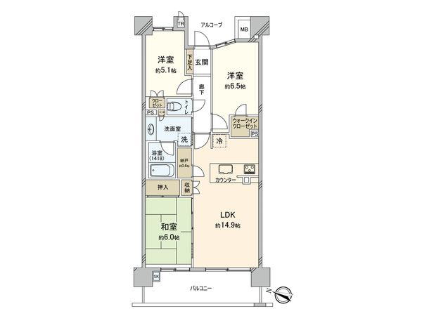 グリーンシア川崎京町 間取図(平面図) グリーンシア川崎京町 間取図(平面図)