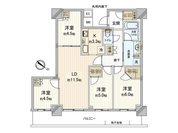 リヴァリエ B棟 間取図(平面図)