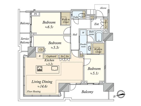 プラウドタワー芝浦 間取図(平面図) プラウドタワー芝浦 間取図(平面図)