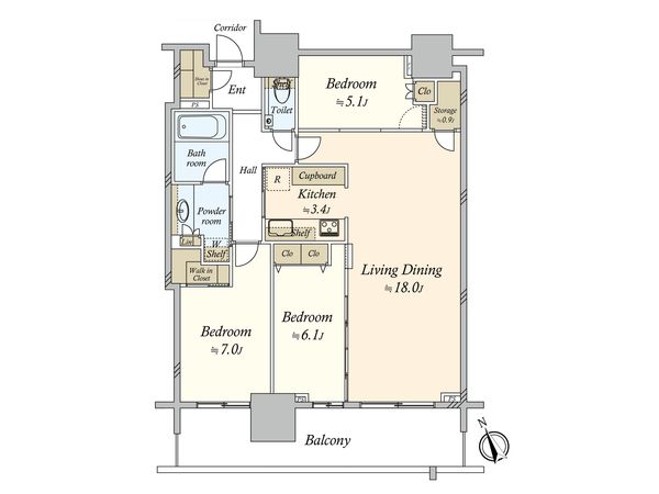 ブランズタワー芝浦 間取図(平面図)
