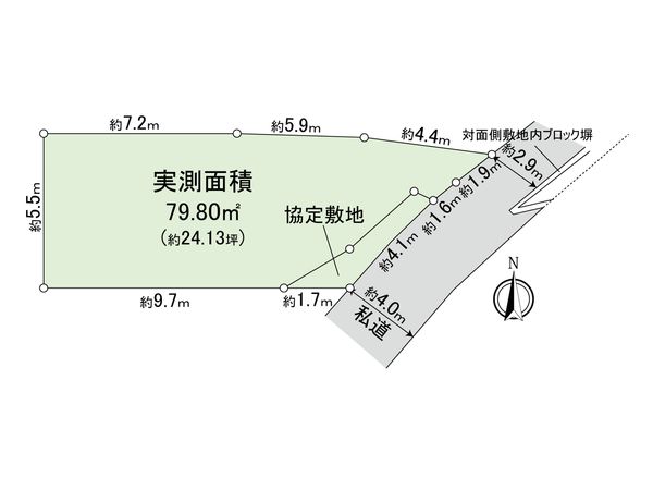 荒川区西尾久4丁目売地【区画1】 区画図