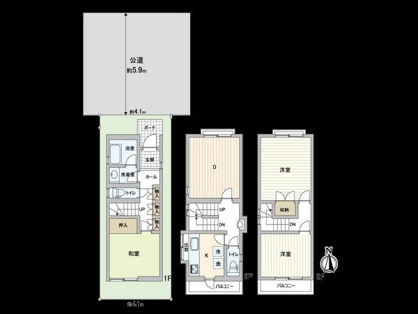 荒川区東日暮里4丁目 借地権付戸建 間取図(平面図)