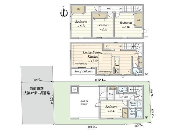 荒川区西尾久6丁目 新築戸建 2号棟 間取図(平面図)