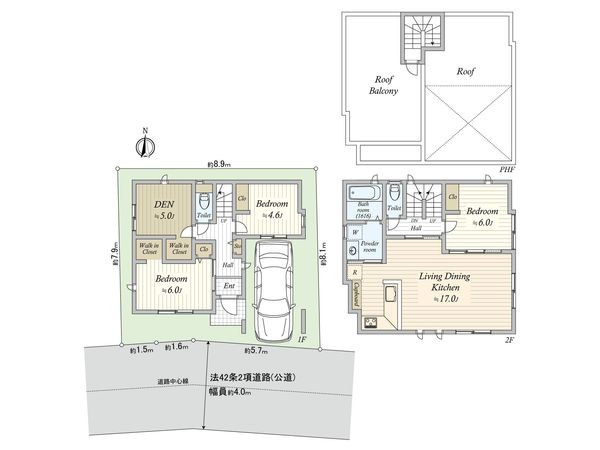 荒川区西日暮里1丁目 借地権付新築戸建 間取図(平面図) 間取図(平面図)