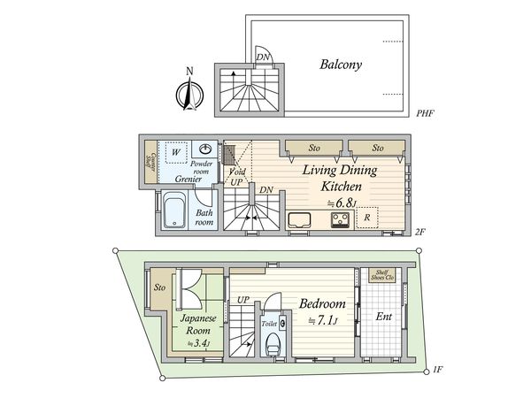 荒川区町屋5丁目 新築戸建 間取図(平面図) 荒川区町屋5丁目 新築戸建 間取図(平面図)