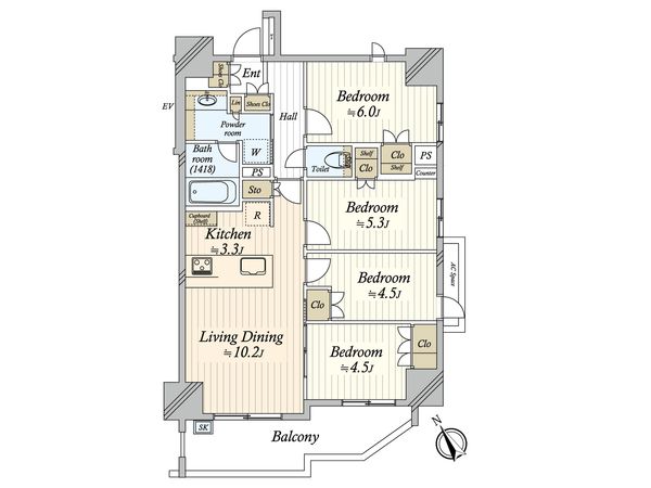 パレステージ町屋弐番館 間取図(平面図) パレステージ町屋弐番館 間取図(平面図)