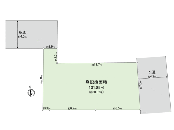 足立区弘道1丁目 土地 地形図