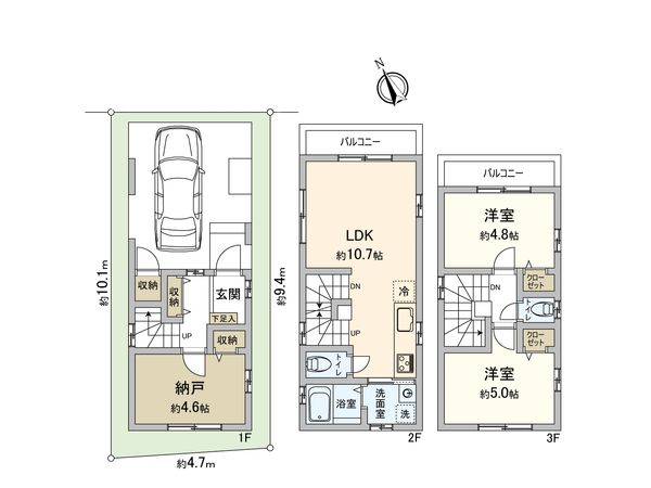 足立区柳原2丁目 新築戸建 間取図(平面図)