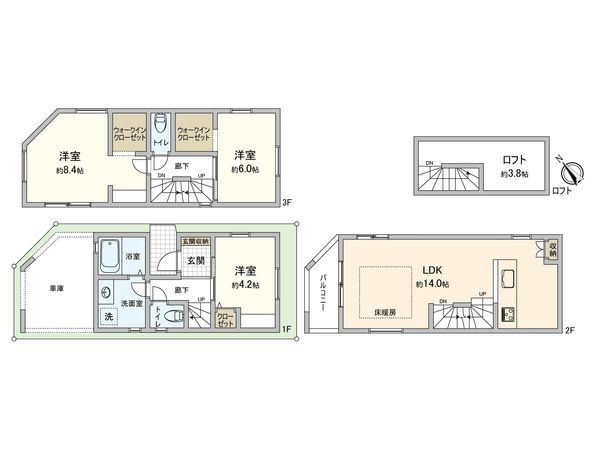 足立区千住元町 新築戸建 間取図(平面図) 足立区千住元町 新築戸建 間取図(平面図)
