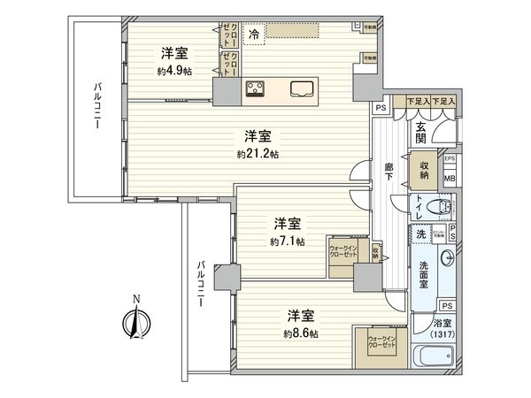 シテヌーブ北千住30 間取図(平面図)