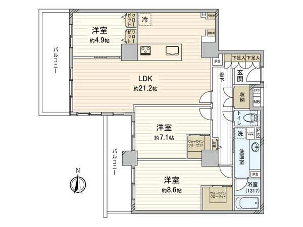 シテヌーブ北千住30 間取図(平面図) シテヌーブ北千住30 間取図(平面図)