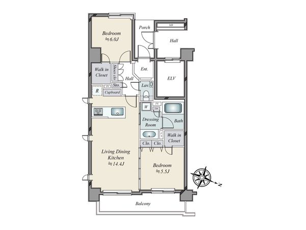 オープンレジデンシア神楽坂若宮町ヒルズ 間取図(平面図)