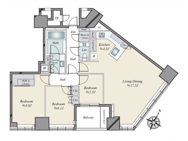 Brillia一番町 間取図(平面図)