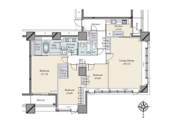 広尾ガーデンフォレスト A棟 間取図(平面図) 間取図(平面図)