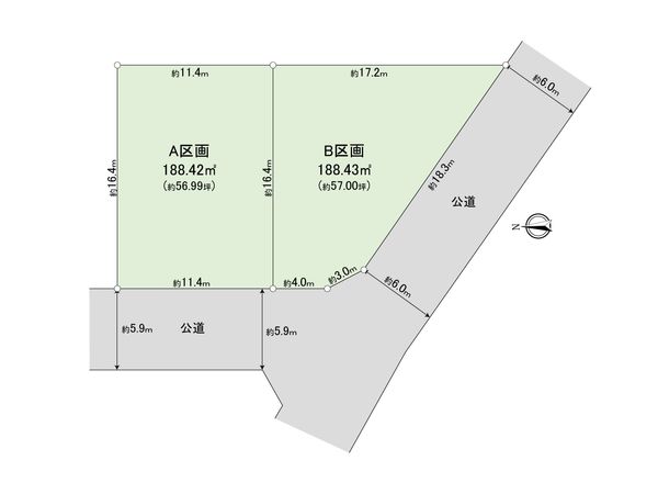 龍ケ崎市中根台1丁目 土地 B区画 区画図 龍ケ崎市中根台1丁目 土地 B区画 区画図