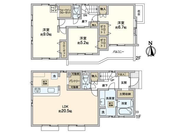 柏市南逆井3丁目 新築戸建1号棟 間取図(平面図) 柏市南逆井3丁目 新築戸建1号棟 間取図(平面図)