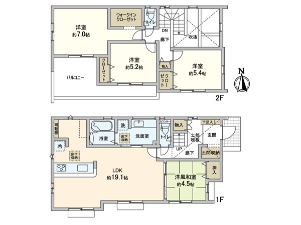 柏市南逆井3丁目 新築戸建2号棟 間取図(平面図) 柏市南逆井3丁目 新築戸建2号棟 間取図(平面図)