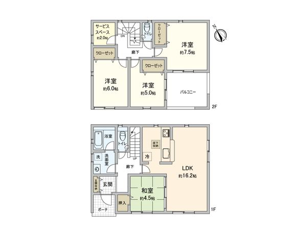 守谷市松前台7丁目 新築戸建 2号棟 間取図(平面図) 間取図(平面図)