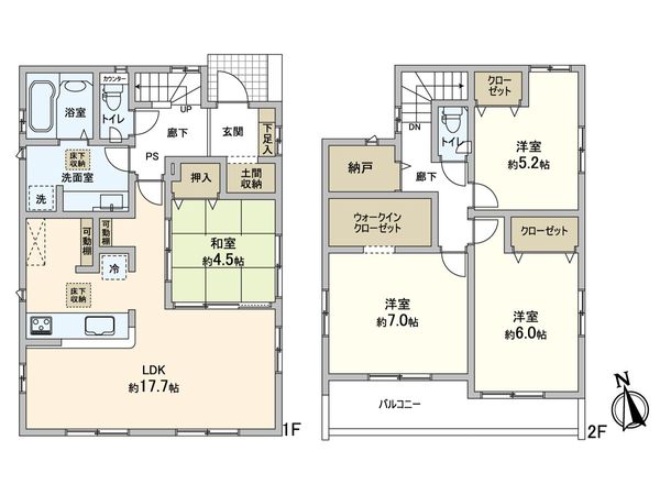 我孫子市青山台1丁目 新築戸建 1号棟 間取図(平面図) 我孫子市青山台1丁目 新築戸建 1号棟 間取図(平面図)