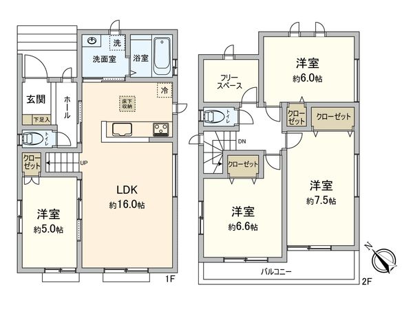 守谷市けやき台6丁目 B号棟 間取図(平面図) 間取図(平面図)