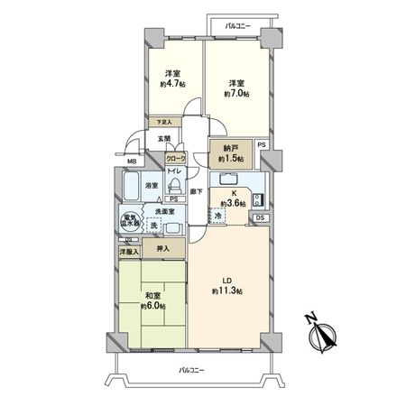 我孫子市布佐平和台駅前マンションウイングA棟 間取図(平面図) 我孫子市布佐平和台駅前マンションウイングA棟 間取図(平面図)