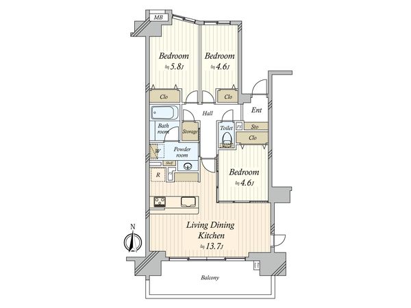 サンクタス南品川 間取図(平面図)