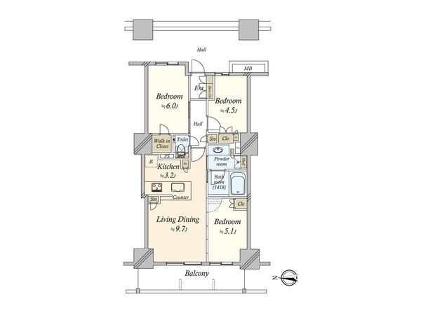プライムパークス品川シーサイドザ・タワー 間取図(平面図)