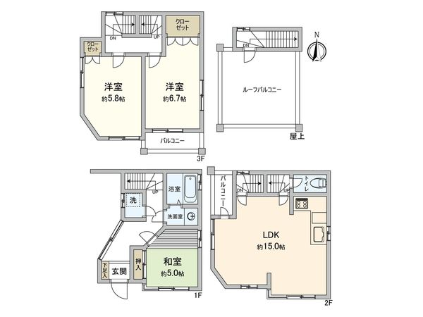 品川区大崎3丁目戸建 間取図(平面図) 品川区大崎3丁目戸建 間取図(平面図)