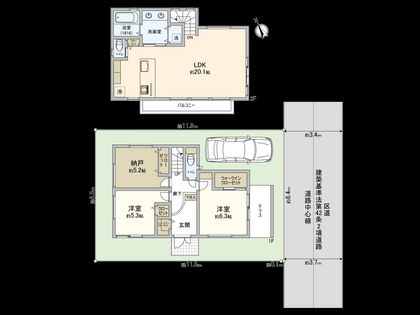 世田谷区玉川四丁目新築戸建 間取図(平面図)
