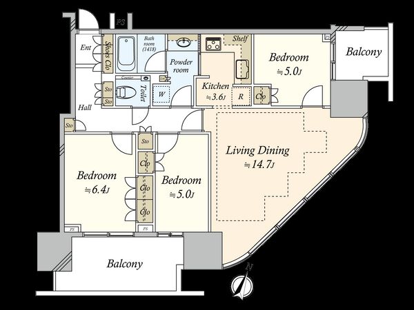 二子玉川ライズ タワー&レジデンス タワーウエスト 間取図(平面図) 二子玉川ライズ タワー&レジデンス タワーウエスト 間取図(平面図)