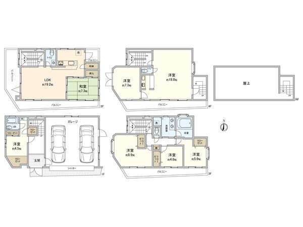 新大橋三丁目 戸建 間取図(平面図) 新大橋三丁目 戸建 間取図(平面図)