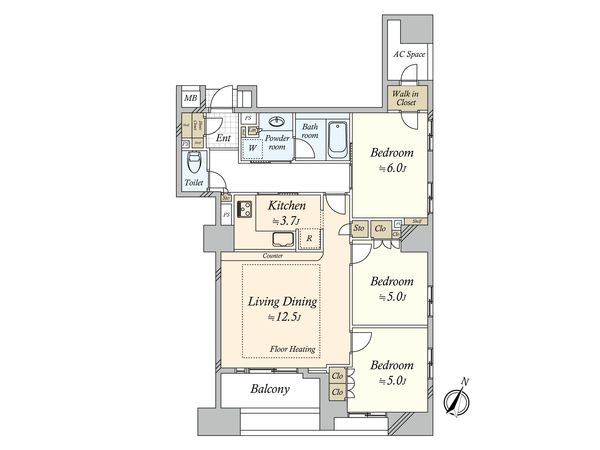 プラウド門前仲町 間取図(平面図)