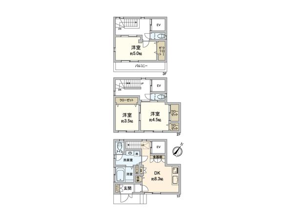 北区滝野川2丁目 戸建 間取図(平面図)