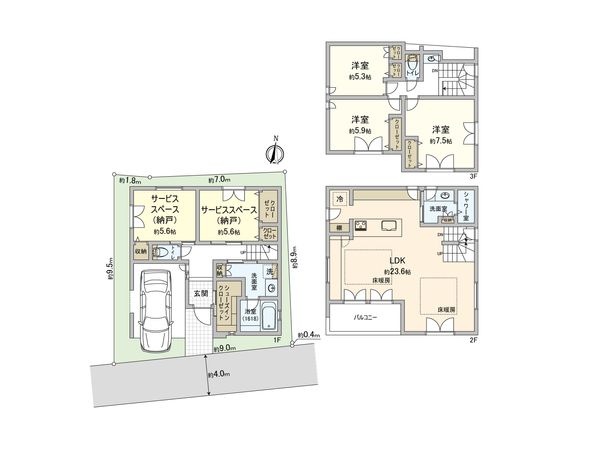 北区滝野川2丁目 戸建 間取図(平面図)
