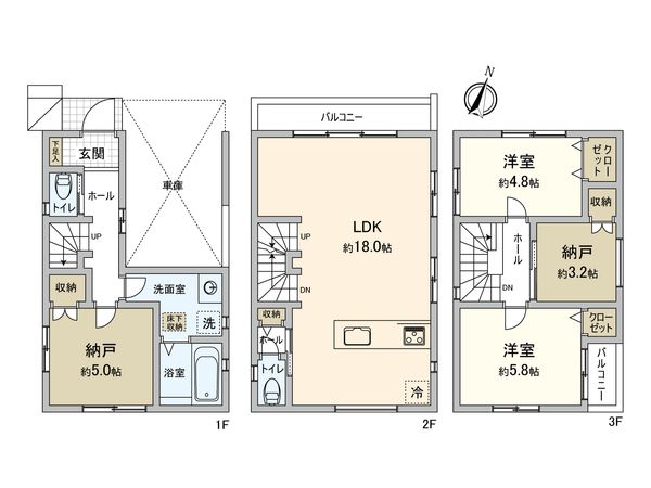 北区滝野川1丁目 新築戸建 間取図(平面図) 北区滝野川1丁目 新築戸建 間取図(平面図)