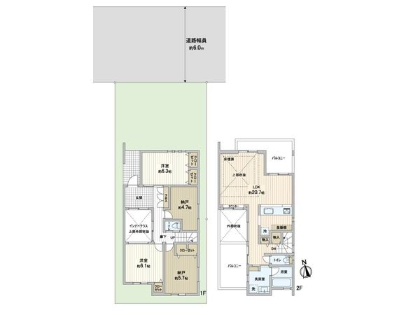 台東区橋場1丁目借地権付戸建 間取図(平面図) 台東区橋場1丁目借地権付戸建 間取図(平面図)