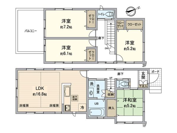 越谷市谷中町1丁目 戸建 間取図(平面図)