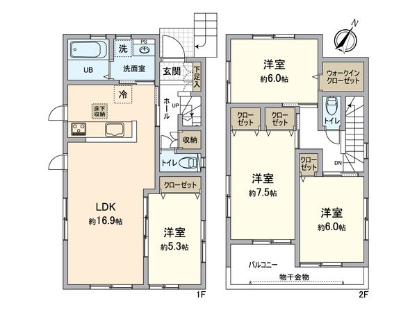 春日部市粕壁東4丁目 新築戸建 間取図(平面図)